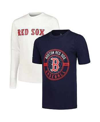 Комбинированный комплект из темно-синей и белой футболки Big Boys Boston Red Sox Stitches