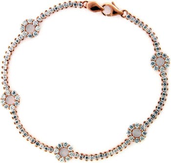 Теннисный браслет Pave CZ из розового серебра с цветочным принтом Suzy Levian
