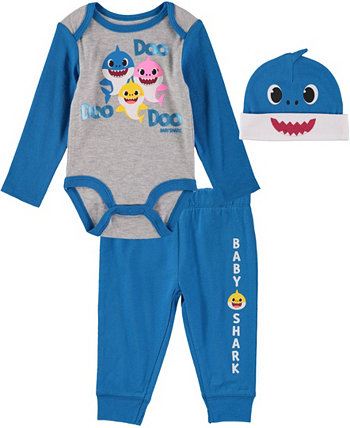 Комплект боди и брюк Baby Shark для мальчиков, 3 предмета HAPPY THREADS