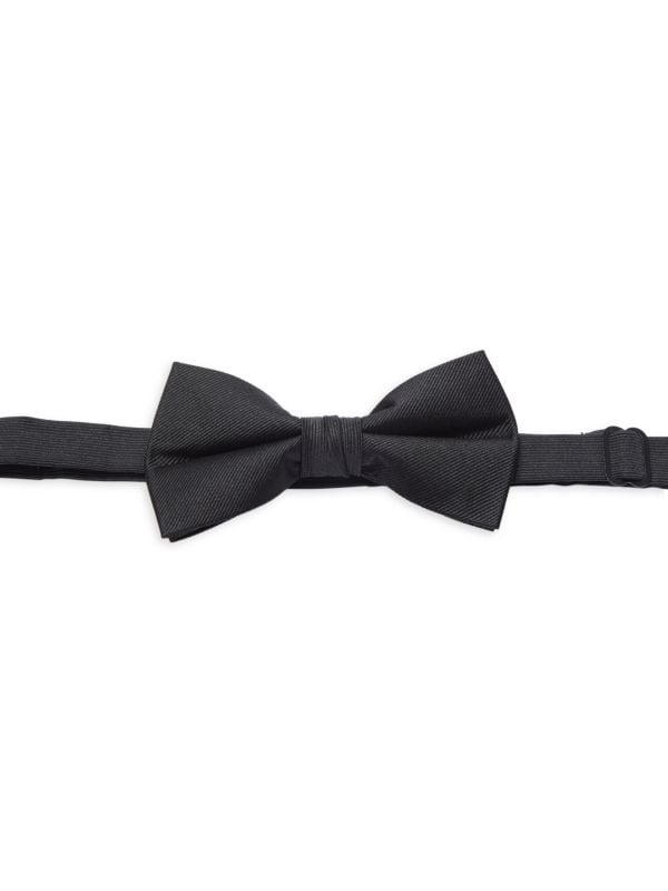 Шелковый галстук-бабочка в крупный рубчик с предварительно завязанными шнурками Saks Fifth Avenue
