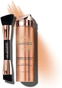 LUMINESS Silk Airbrush Spray Foundation & Buffing Brush Kit - Light Medium, Unisex, Skin Foundation Concealer Luminess