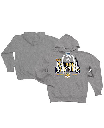 Men's Graphite Quinnipiac Bobcats 2023 NCAA Men's Ice Hockey National Champions Lace-Up Pullover Hoodie Blue 84
