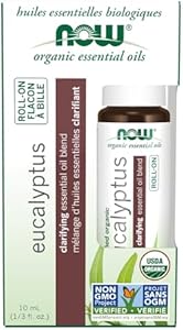 NOW Foods Essential Oils, Eucalyptus Roll-On, Certified Organic, Clarifying Blend, Steam Distilled, Topical Aromatherapy, 10-mL NOW Foods