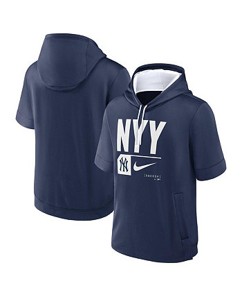 Мужской темно-синий пуловер с капюшоном с короткими рукавами New York Yankees Tri Code Lockup Nike