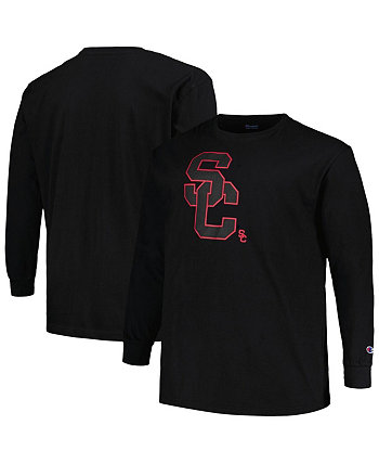 Мужская черная футболка USC Trojans Big and Tall Pop с длинным рукавом Profile