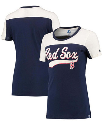 Женская темно-синяя, белая футболка Boston Red Sox Kick Start Starter