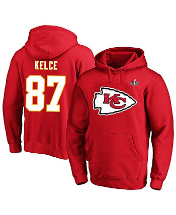 Мужской красный пуловер с капюшоном Travis Kelce Kansas City Chiefs Super Bowl LVIII Big and Tall Name and Number Fanatics