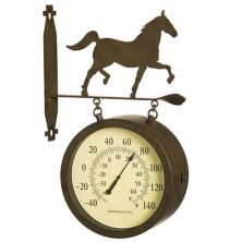 Мыс Ремесленники Лошадь Наружные настенные часы и термометр Cape Craftsmen