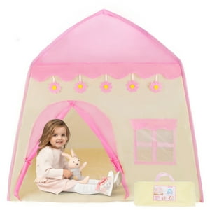 Play Tent for Girls Princess Castle Playhouse Pink Play Tent with Carry Bag Indoor Outdoor Castle Tent for Girls Boys Aged 1 2 3 4 Toddlers ( No Lights) FAGINEY