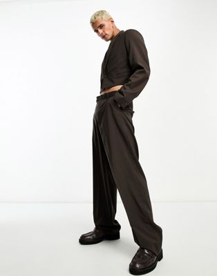 Коричневые широкие брюки с широкими штанинами ASOS DESIGN ASOS DESIGN