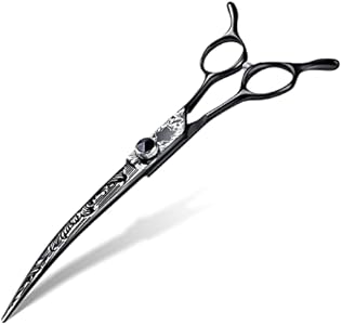 JASON Dog Grooming Scissors Kit, Professional 6 in 1 Dog Scissors Set - Thinning Shear, Straight Scissor, Dog Chunker, Down-curved Shears and Comb for Dog Cat Pet (Black, 7") JASON