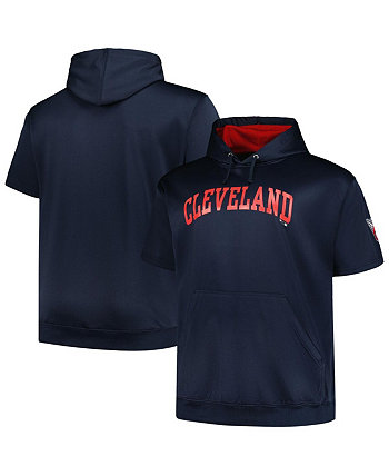 Мужской темно-синий пуловер с капюшоном и короткими рукавами Cleveland Guardians Big and Tall Contrast Profile
