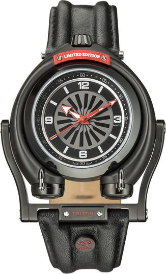 Мужские часы Triton Limited edition Swiss Automatic с кожаным ремешком, 48 мм Gevril
