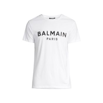 Футболка с круглым вырезом и принтом логотипа Balmain