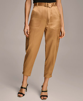 Женские атласные брюки-карго с поясом Donna Karan New York