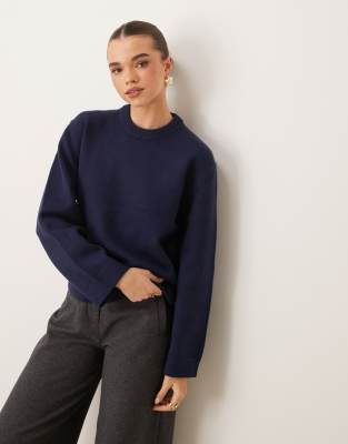 Gina Tricot crew neck knitted sweater with wide sleeves in blue GINA TRICOT