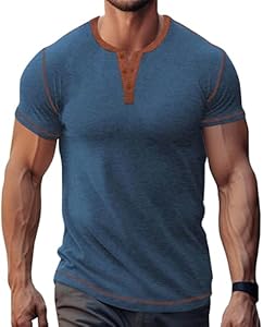 LOGEEYAR Mens Henley Shirts Vintage Short Sleeve Casual Shirt Summer Lightweight Button T-Shirts Logeeyar