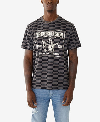 Мужская свободная футболка в клетку с короткими рукавами True Religion