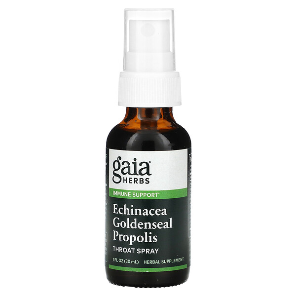 Спрей для горла, прополис с эхинацеей Goldenseal, 1 жидкая унция (30 мл) Gaia Herbs