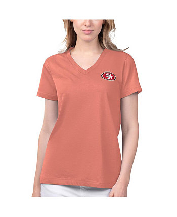 Женская футболка Coral San Francisco 49ers Game Time с v-образным вырезом Margaritaville
