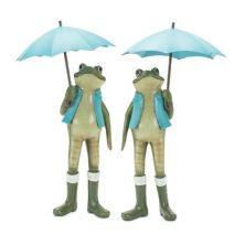 Melrose Garden Frog with Umbrella and Rainboot Accent 2-pc. Set Melrose