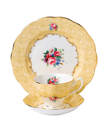 Набор из 3 предметов 100 Years 1990, чайное блюдце и тарелка-Букет Royal Albert