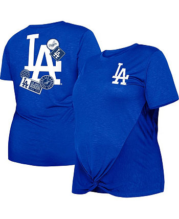 Женская футболка Royal Los Angeles Dodgers больших размеров с двумя узлом спереди New Era