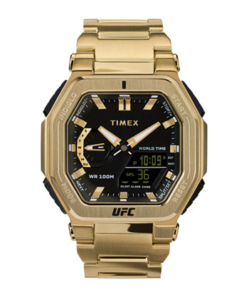 Мужские аналогово-цифровые часы UFC Colossus из нержавеющей стали золотистого цвета, 45 мм Timex