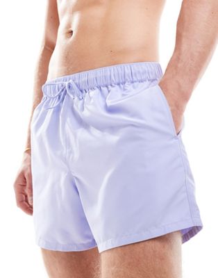 ASOS DESIGN swim shorts in short length in purple ASOS DESIGN