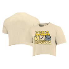 Women's Natural Iowa Hawkeyes Comfort Colors Baseball Cropped T-Shirt Image One