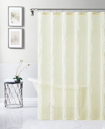 Stella Chenille Embroidered Shower Curtain, 72" x 70" Dainty Home