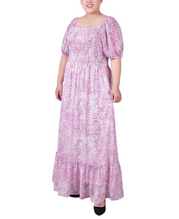 Плюс размер Присборенное платье макси с короткими рукавами NY Collection