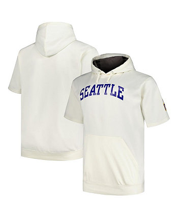 Мужской овсяный пуловер с капюшоном Seattle Mariners Big and Tall контрастного цвета с короткими рукавами Profile