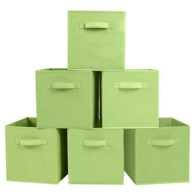 YOYTOO 6 Pack Foldable Fabric Cube Storage Bins, 11" Collapsible Cube Organizer Baskets Bins, Green YOYTOO