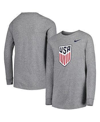 Молодежная футболка с длинным рукавом Heather Grey USMNT Soccer Core для мальчиков и девочек Nike