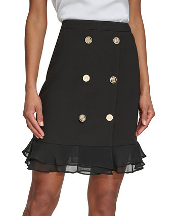 PARIS Women's Button-Trim Ruffled-Hem Skirt Karl Lagerfeld Paris
