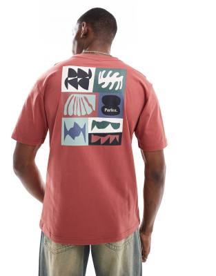 Parlez Stallo short sleeve logo t-shirt with back print in coral Parlez