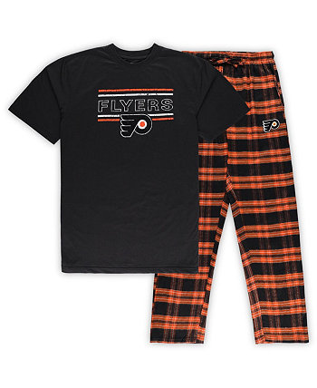 Мужской комплект для сна из черной, оранжевой рваной футболки Philadelphia Flyers Big and Tall и пижамных штанов Profile