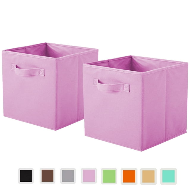 YOYTOO Collapsible Fabric Storage Cube Bins, 11" Cube Organizer Basket Bin, Pink, 2 Pack YOYTOO