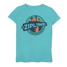 Футболка с графическим логотипом Jurassic World: Camp Cretaceous Zipline для девочек 7–16 лет Jurassic Park