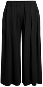 CIDER Women’s Plus Size Wide Leg Pants Palazzo Flowy Elastic Waist Pants with Pockets Cider