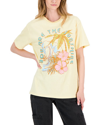 Juniors' Sunshine Cotton Floral Graphic T-Shirt Rebellious One
