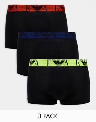 Комплект из трех плавок Emporio Armani Bodywear черного цвета с яркими поясами Emporio Armani