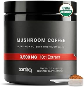 Ultra Concentrated Organic Mushroom Coffee 3,500mg 10:1 Extract - Colombian Sourced Beans 10 Mushroom Blend with Lion's Mane and Cordyceps - Mushroom Powder Coffee Organic Alternative Blend -TQ Toniiq