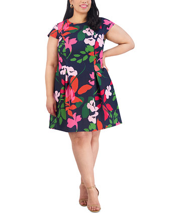 Платье больших размеров с цветочным принтом и короткими рукавами Jessica Howard
