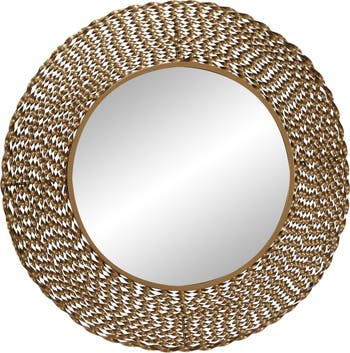 Большое круглое скрученное золотое металлическое настенное зеркало в современном стиле - 35 x 35 дюймов VIVIAN LUNE HOME