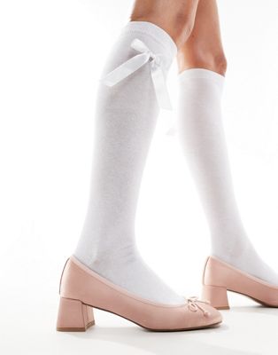 ASOS DESIGN knee high socks with bow in white  ASOS DESIGN