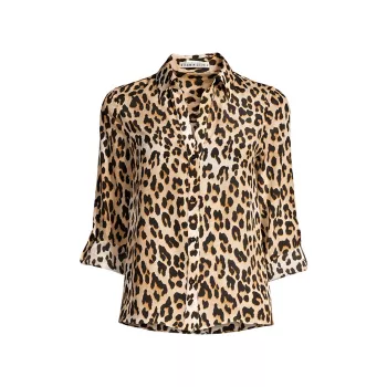 Шелковая блуза Eloise с леопардовым принтом Alice + Olivia