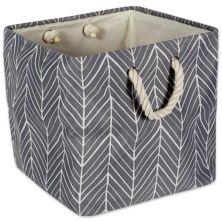 11&#34; Square Polyester Storage Bin with Herringbone Design Contemporary Home Living