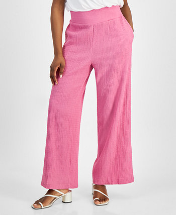 Широкие фактурные брюки Petite с высокой посадкой, созданные для Macy's Bar III